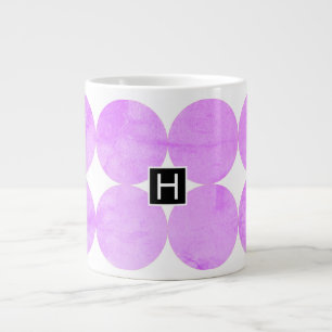 Modern Purple Circles   Monogram Large Coffee Mug