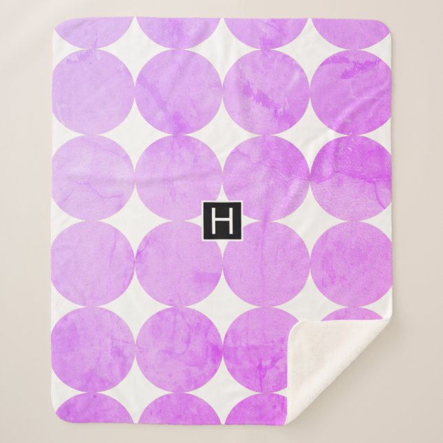 Modern Purple Circles | Monogram Sherpa Blanket (Front)