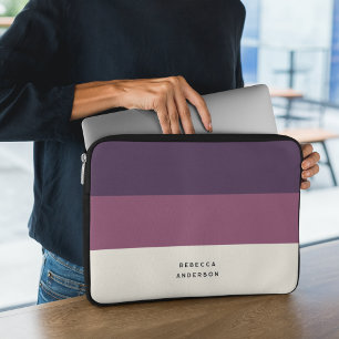Modern Purple Colorblock Stripes Laptop Sleeve