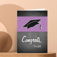 Modern Purple Congrats Chalkboard Graduation Cap