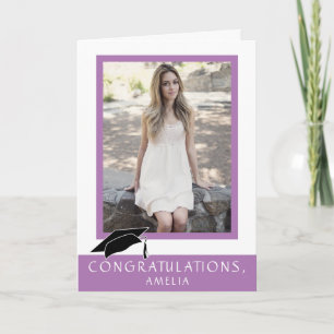 Modern Purple Congratulations Graduation Photo Card
