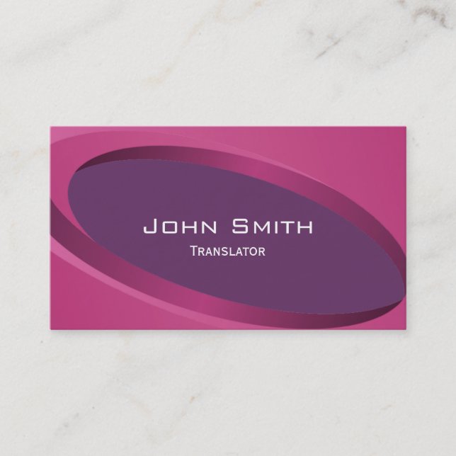 Modern Purple Curves Translator Business Card (Front)