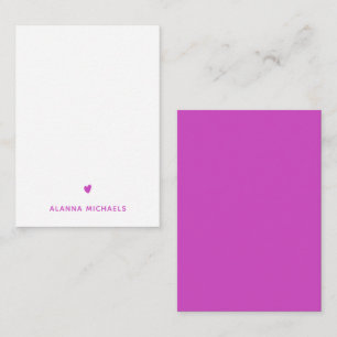Modern Purple Cute Heart and Name Card