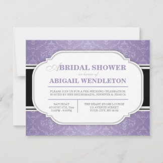 Modern Purple Damask Bridal Shower Invitations