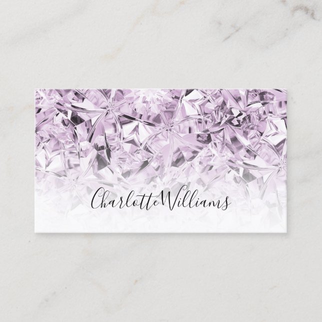 Modern Purple Diamond Texture Trendy Girly Business Card (Front)
