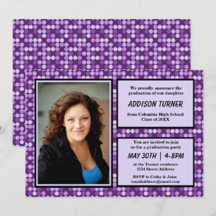 Modern Purple Dots with Photo - Grad Announcement