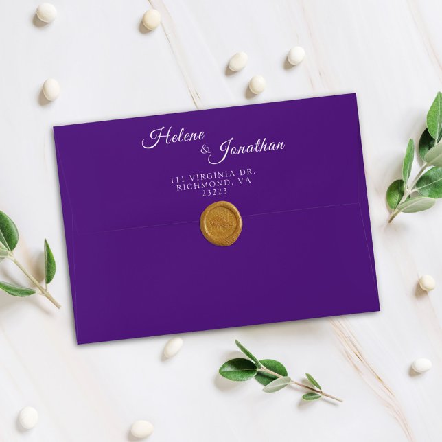 Modern Purple Elegant Wedding Return Address Envelope (Creator Uploaded)