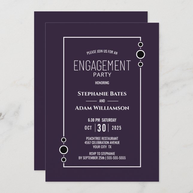 Modern Purple Engagement Party Invitation (Front/Back)