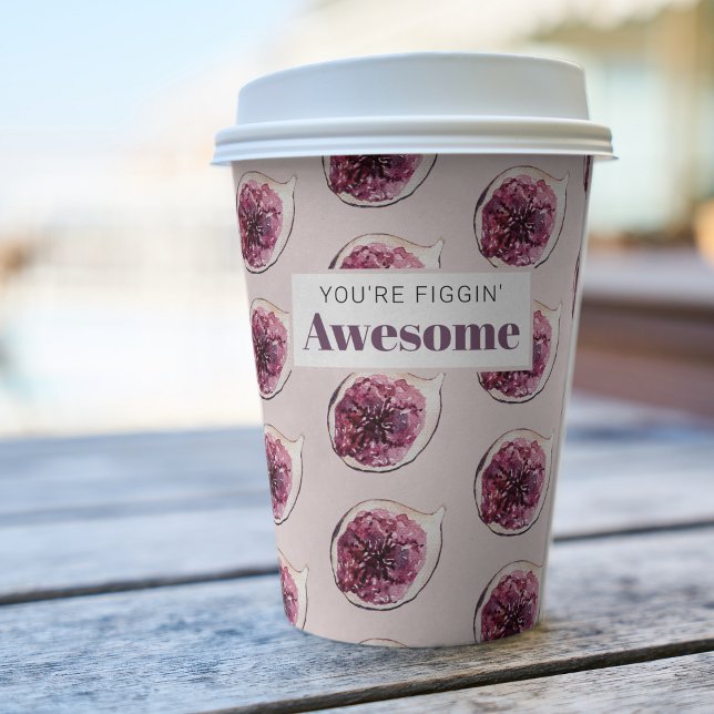Modern Purple Fig Pattern & You're Figgin' Awesome Paper Cups (Creator Uploaded)