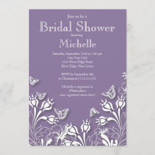 Modern purple Floral Bridal Shower Invitation