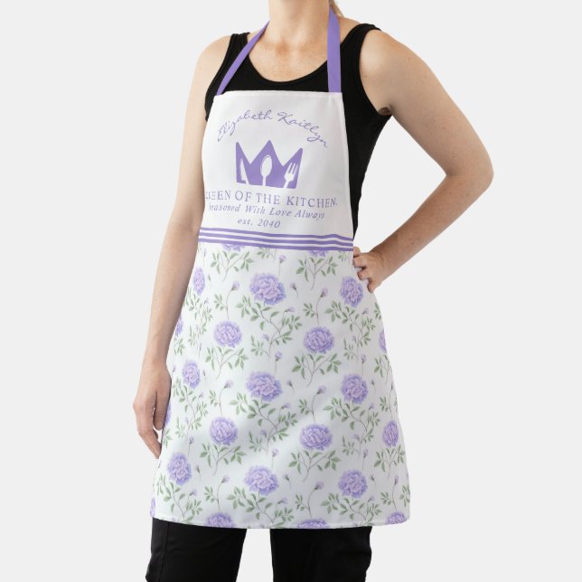  Modern Purple Floral Pattern  Apron (Insitu)