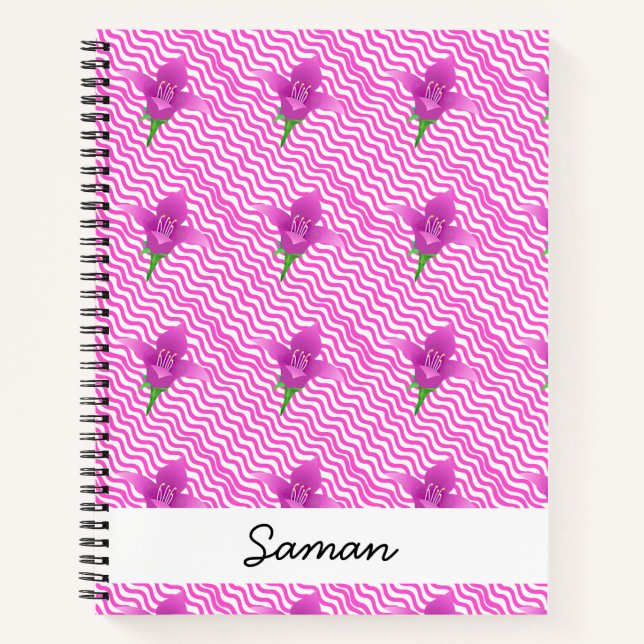 Modern Purple Floral Pattern  Notebook (Front)