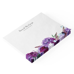 Modern Purple Floral Personalised Name Post-it Notes