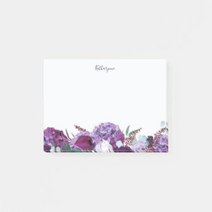 Modern Purple Floral Personalised Post-it Notes