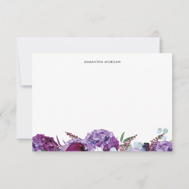 Modern Purple Floral Personalised Thank You Card (Front)