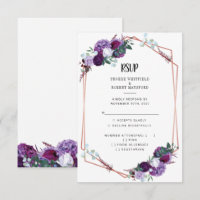 Modern Purple Floral Rose Gold Geometric Frame