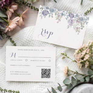 Modern Purple Floral Rsvp Wedding Card