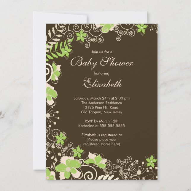Modern Purple Floral Spring Baby Shower Invitation (Front)
