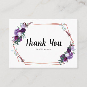 Modern Purple Floral Thank You Card