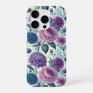 Modern Purple Floral Vintage Dahlia iPhone 16 Pro Case