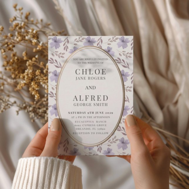 Modern Purple Floral Watercolor Wedding Invitation (Creator Uploaded)