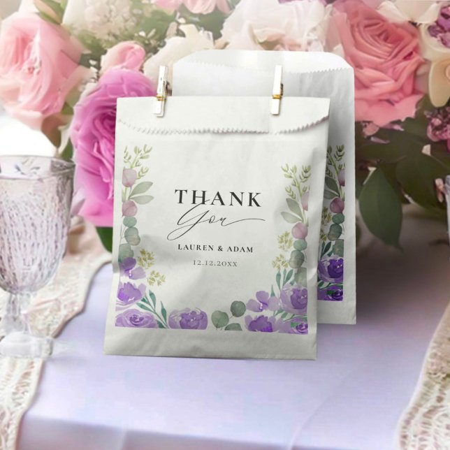 Modern  Purple Floral Wedding Favour Favour Bags (Creator Uploaded)