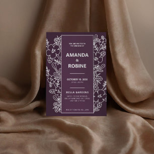 Modern Purple Floral Wedding Invitation