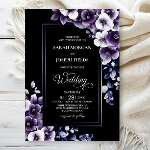Modern Purple Floral Wedding Invitation