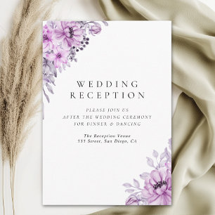 Modern Purple Floral Wedding Stationery Enclosure Card