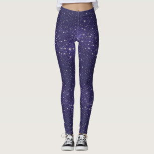 Modern Purple Galaxy Cosmic Universe Space Stars Leggings