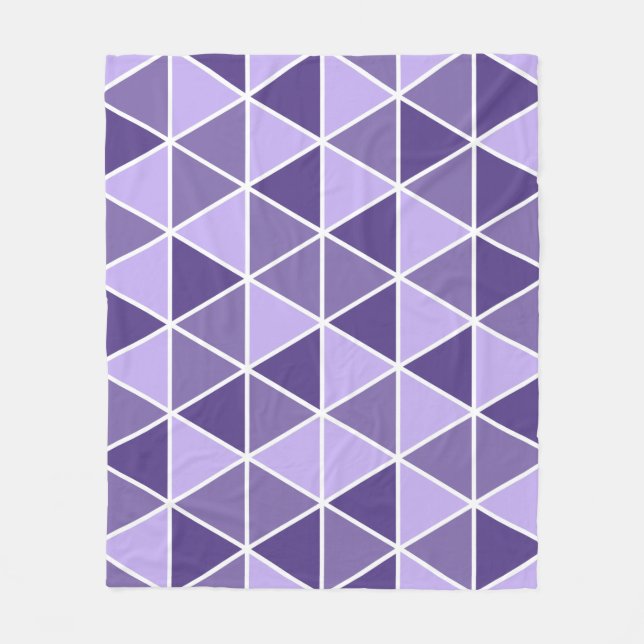 Modern Purple Geometric Triangles Fleece Blanket (Front)
