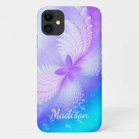 Modern Purple Girly Abstract Butterfly Name