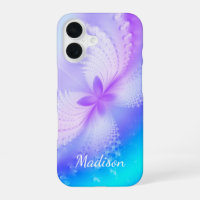 Modern Purple Girly Abstract Butterfly Name