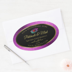 Modern Purple Glitter Black Product Labels Ladybug