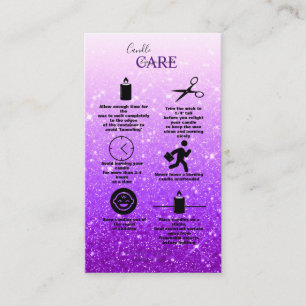 Modern Purple Glitter Candle Care Business Card