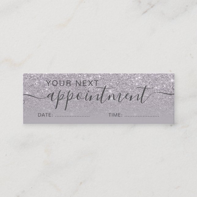 Modern purple glitter ombre lavender appointment mini business card (Front)