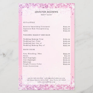 Modern Purple Glitter Purple Salon Price List Flyer