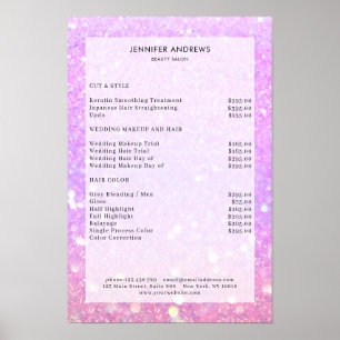 Modern, purple glitter salon price list Poster