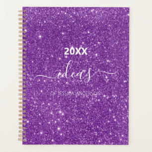Modern purple glitter script name  planner