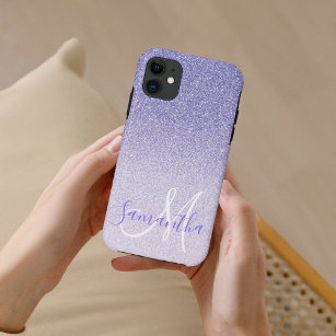 Modern Purple Glitter Sparkles Personalised Name Case-Mate iPhone Case