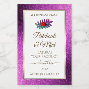 Modern Purple Glitter White Product Labels Ladybug