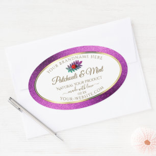 Modern Purple Glitter White Product Labels Ladybug