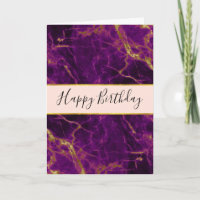 Modern Purple & Gold Abstract Marble Birthday