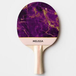 Modern Purple & Gold Abstract Marble Ping Pong Paddle