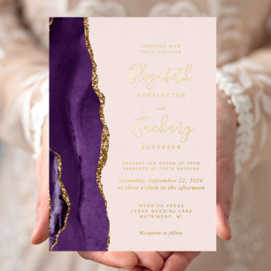 Modern Purple Gold Agate Blush Wedding