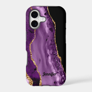 Modern Purple Gold Agate Crystal Personalise