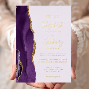 Modern Purple Gold Agate Lavender Wedding