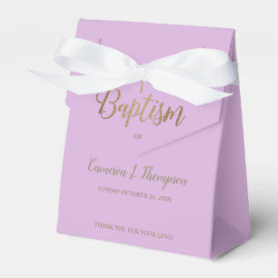 Modern purple gold Baptism Party Thank you Favour Box