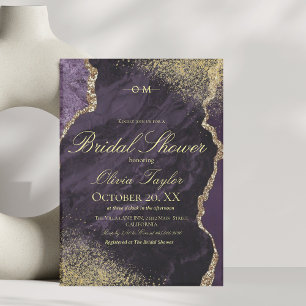 Modern Purple Gold Bridal Shower Invitation