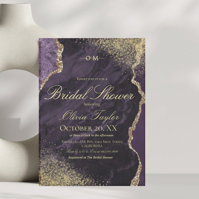 Modern Purple Gold Bridal Shower Invitation (Creator Uploaded)